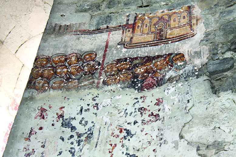 ბაგრატ IV-ის ბანაში ჯვრისწერის სცენა, ოშკის ტაძრის ფრესკიდან
