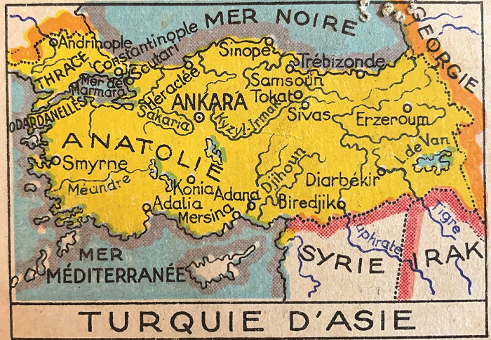 ეტიკეტი თურქეთის რუკის გამოსახულებით, XX საუკუნის 20-იანი წლები 